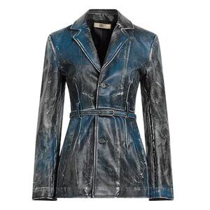 ISO // KNWLS Blue Amr Leather Jacket in UK 12 (US 8)